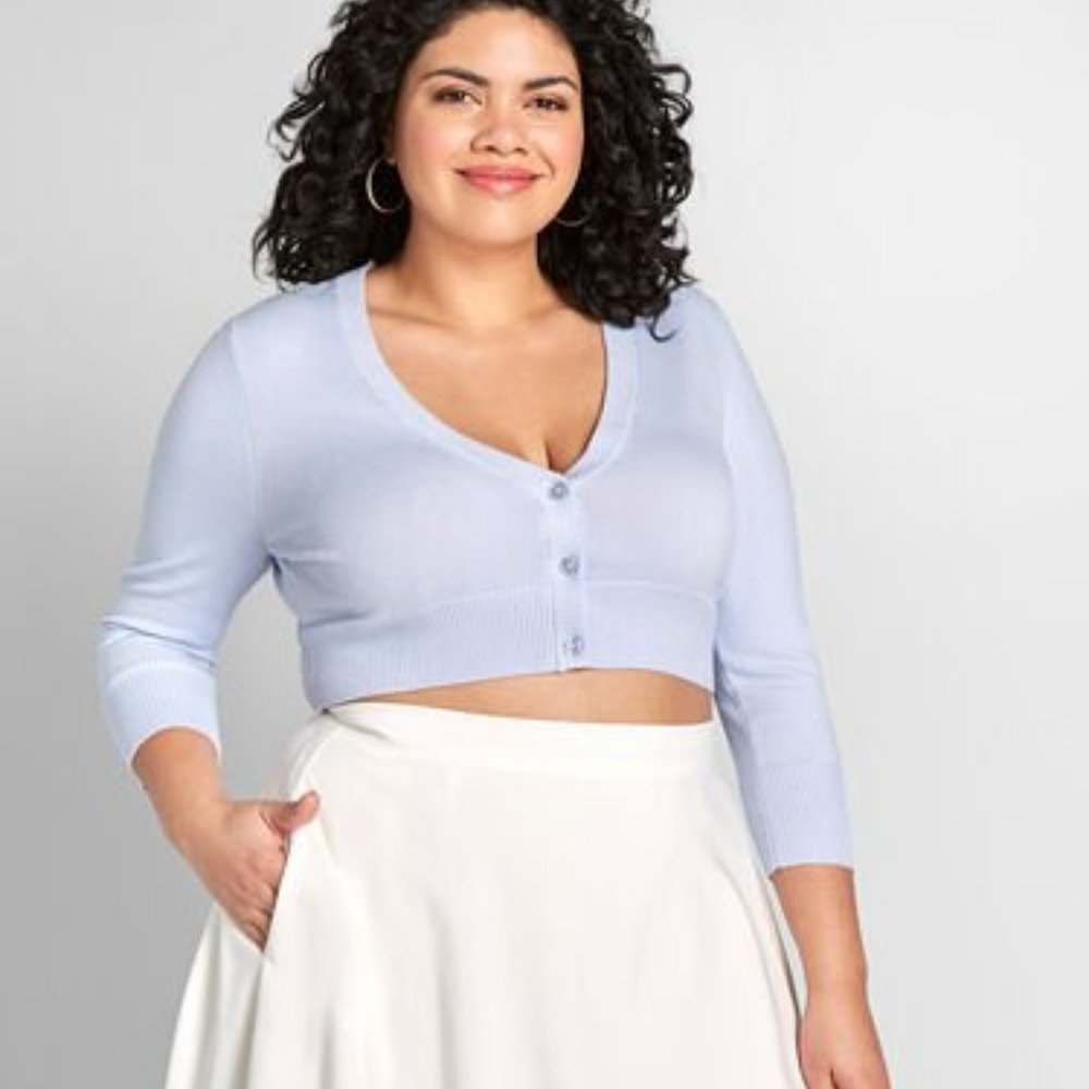 Modcloth The Dream of the Crop Cardigan Periwinkle